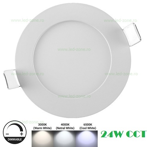 Spot LED 24W Rotund Alb Incastrat Dimabil 3 Functii CCT IP44