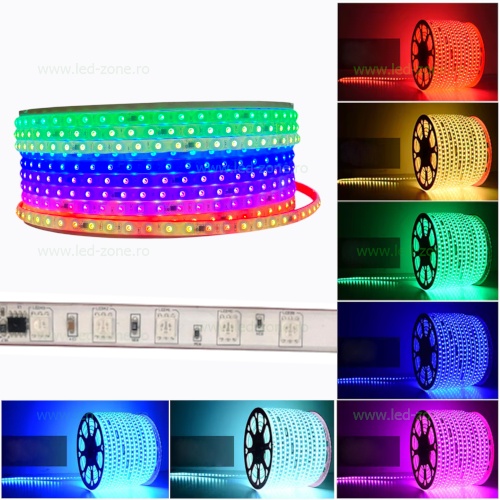 Banda LED 5252 60 SMD/ML RGB Digitala 220V Autoadeziva