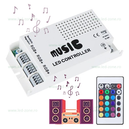 Controller Muzical Banda LED RGB 6A 72W Telecomanda IR