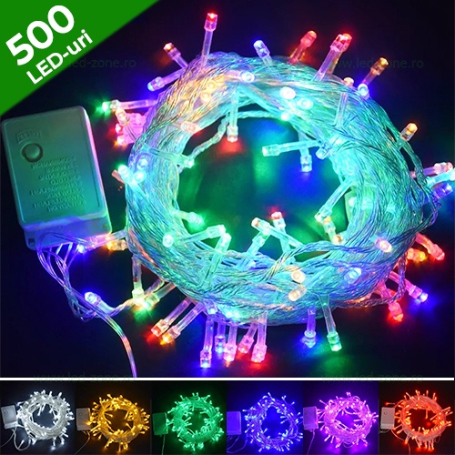 Instalatie Pom Craciun 500 LED-uri Diverse Culori Fir Negru