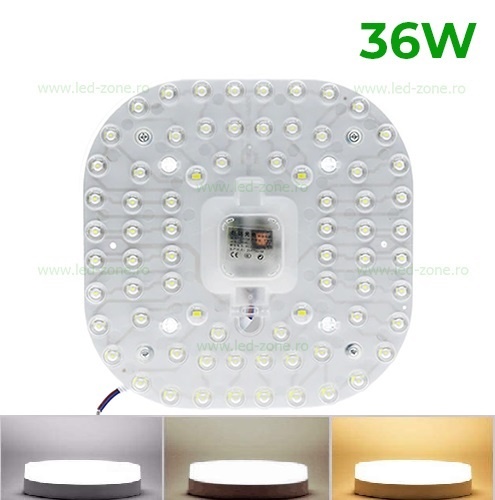 Kit LED Plafoniera 36W Patrat SMD2835 3 Functii