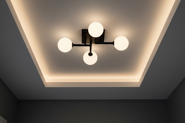 Lustra 4 Socluri E27 Neagra LZ06-4