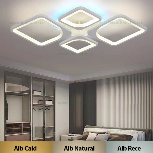 Lustra LED 100W 3 Functii Dimabila cu Telecomanda LZ6604-2+2 RGB