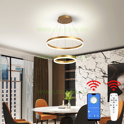 Lustra LED 102W Dimabila 3 Functii cu Telecomanda sau Telefon LZ5205-2