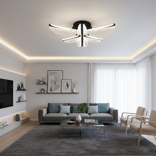 Lustra LED 108W Neagra 3 Functii cu Telecomanda LZ9400