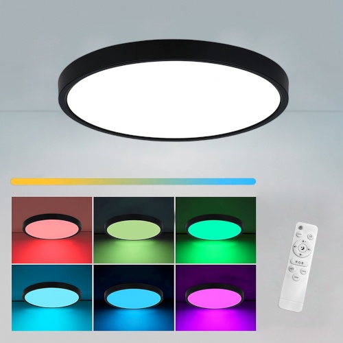 Panou LED 70W D-50cm Aplicat Negru RGB-CCT cu Telecomanda