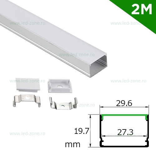 Profil Aluminiu Aplicat Dispersor Mat 2M 27.3MM