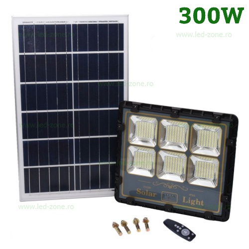 Proiector LED 300W SMD cu Panou Solar si Telecomanda
