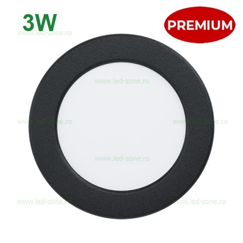 Spot LED 3W Rotund Negru Natural FUEVA