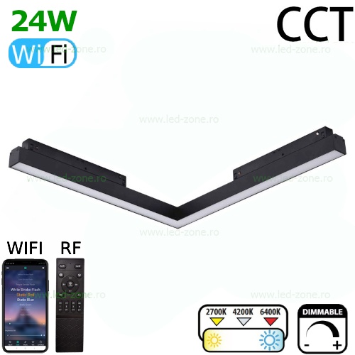 Spot LED Magnetic 24W 90 Grade Mat CCT RF WIFI