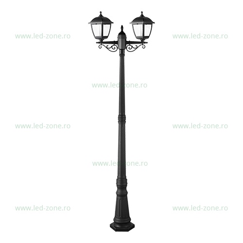 Stalp LED Gradina 2xE27 Negru PAUL 2.1M