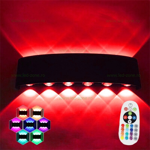 Aplica LED 2x6W Exterior Negru RGB Telecomanda LZ813-6
