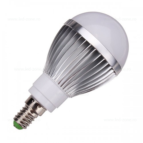 Bec LED E14 5W Glob Mat Aluminiu