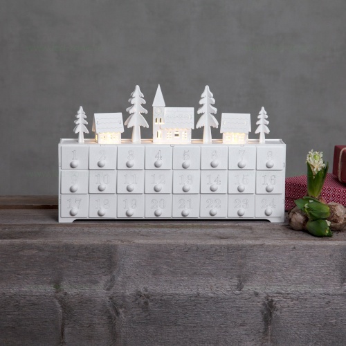 Calendar Advent LED cu 24 de sertare din Lemn YULETIDE 410389