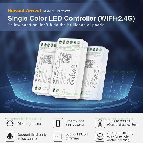 Controller Banda LED Monocrom 12A 144W WI-FI Tuya