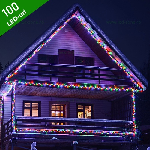 Instalatie Pom Craciun 100 LED-uri Exterior Fir Negru Cauciucat LZ5830