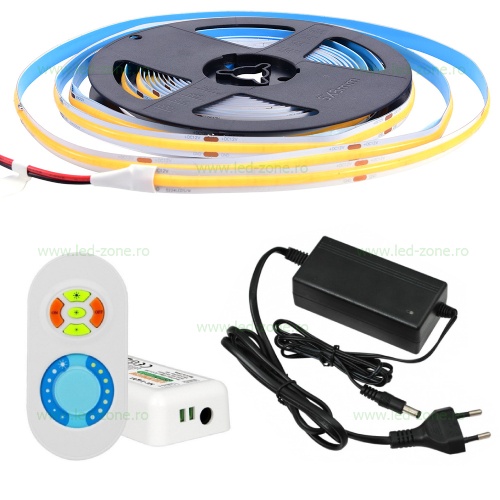 Kit Banda LED COB Rola 5m 12V Touch RF