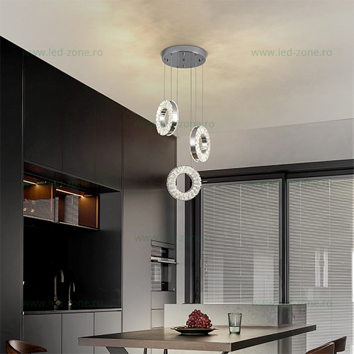 Lustra LED 48W 3 Functii Dimabila cu Telecomanda Cristal LZ7270-3Y