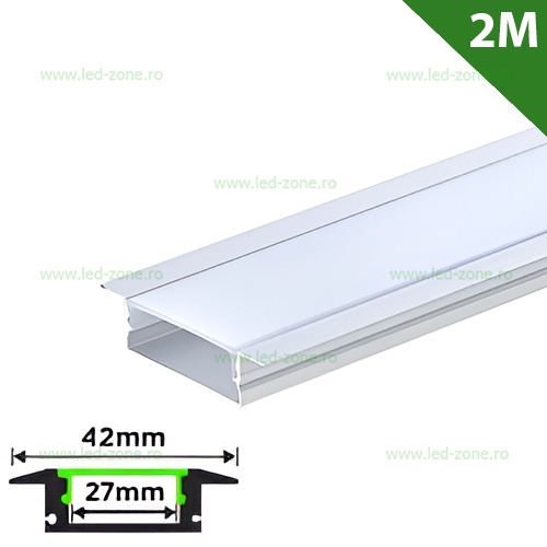 Profil Aluminiu Incastrat Dispersor Alb 2M 27MM