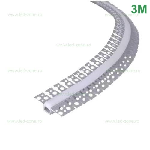 Profil Aluminiu Incastrat Sub Tencuiala 3M Flexibil 2 Directii 13MM
