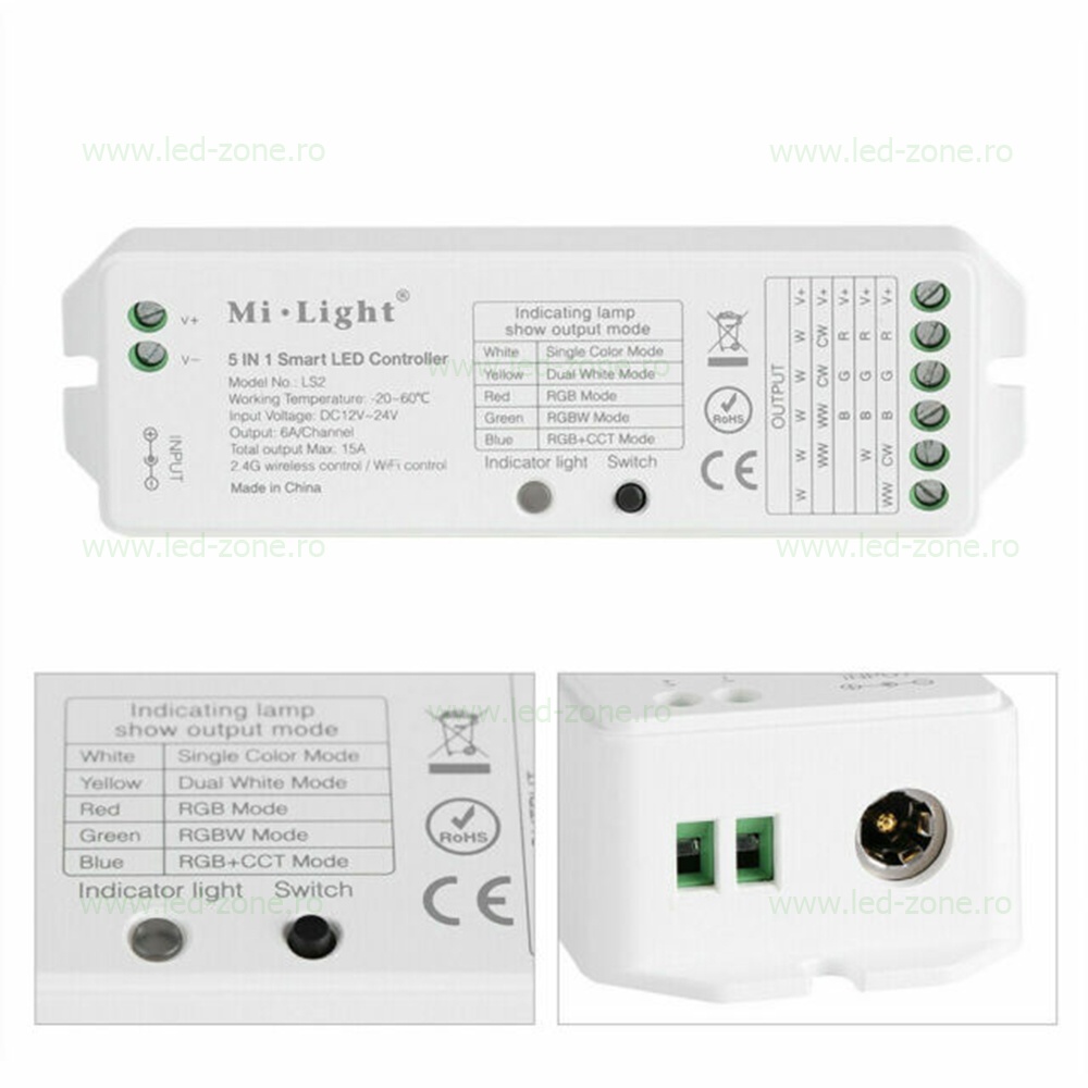 Receptor Banda LED RGB-CCT RF 15A Multizona