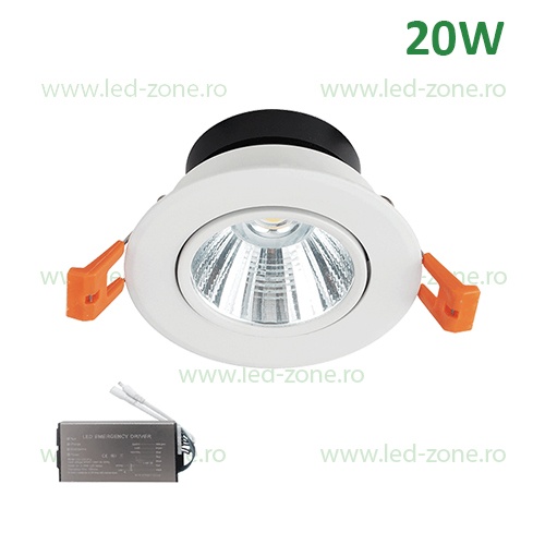 Spot LED 20W Rotund LZ01 Alb Emergenta