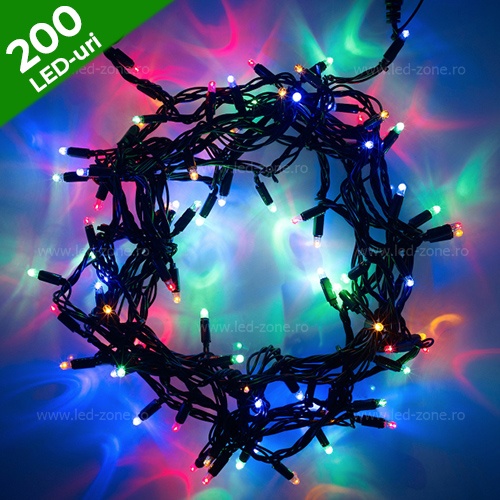 Instalatie Pom Craciun 200 LED-uri Diverse Culori Fir Negru