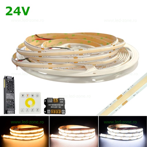 Kit Banda LED COB 608 LED/ML CCT Rola 10m 24V Touch