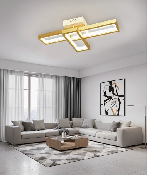 Lustra LED 100W 3 Functii Aurie Dimabila cu Telecomanda LZ5701