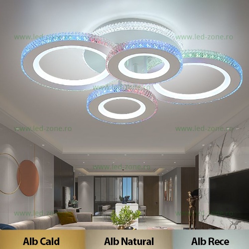 Lustra LED 130W 3 Functii RGB Smart Dimabila cu Telecomanda LZ9226-2+2