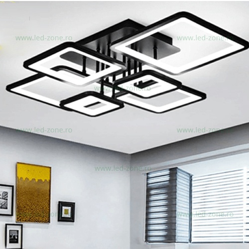 Lustra LED 180W Neagra 3 Functii Dimabila Telecomanda LZ5400