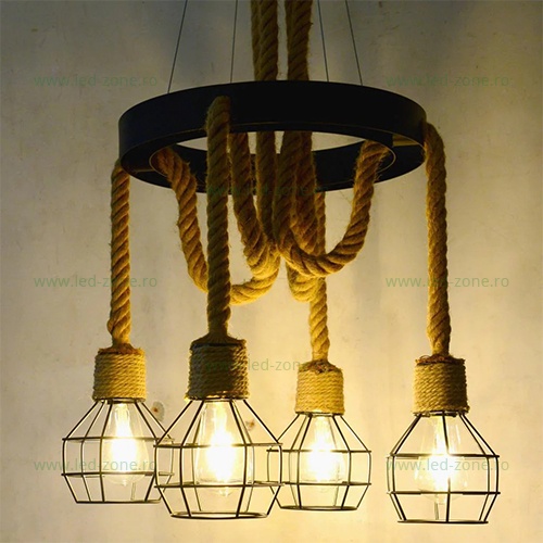 Lustra Rustic 4 Socluri E27 LZ7002