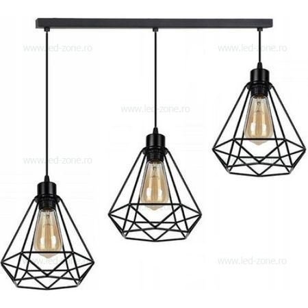 Lustra Vintage 3 Pendule Suport Liniar