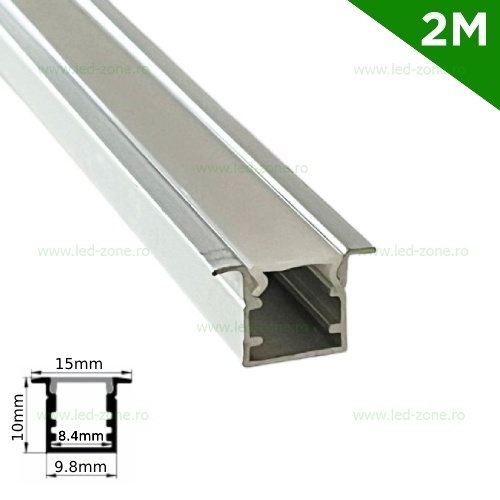 Profil Aluminiu Incastrat Dispersor Alb 2M 8.4MM