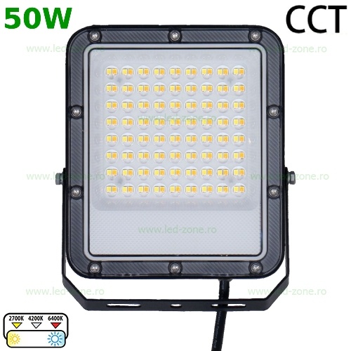 Proiector LED 50W Ultra Slim 3 Functii CCT IK06