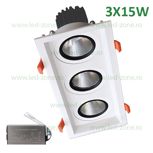 Spot LED 3X15W Dreptunghiular LZ01 Alb Emergenta
