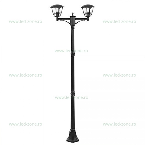 Stalp LED Gradina 2x60W Negru NAR 2.1M