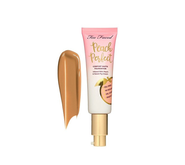 Fond de ten, too faced, peach perfect comfort matte, latte, 48 ml