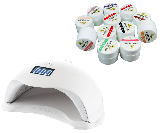 Set Lampa unghii UV LED SUN PRO si 12 Geluri UV Coco More Professional Set Lampa unghii UV LED SUN PRO si 12 Geluri UV Coco More Professional