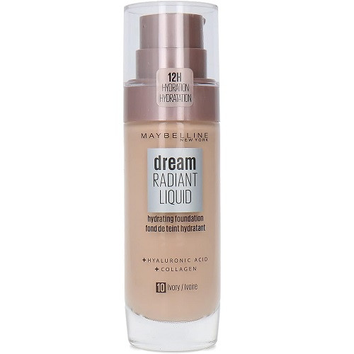 Fond de Ten cu Acid Hialuronic, Maybelline, Dream Radiant Liquid, 10 Ivory, 30 ml