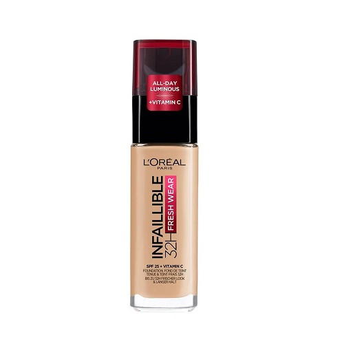 Fond de Ten Rezistent la Transfer, Loreal Paris, Infaillible 32H Fresh Wear, SPF 25, Vitamina C, 120 Golden Vanilla, 30 ml