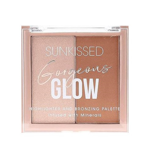 Paleta iluminator si bronzer, sunkissed, gorgeous glow, highlighter & bronzing palette, 2 culori