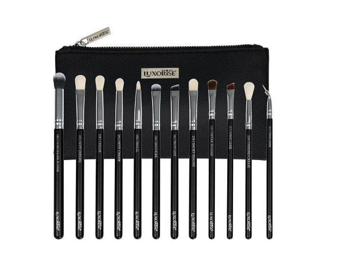 Set 12 pensule machiaj, luxorise, silver, borseta inclusa