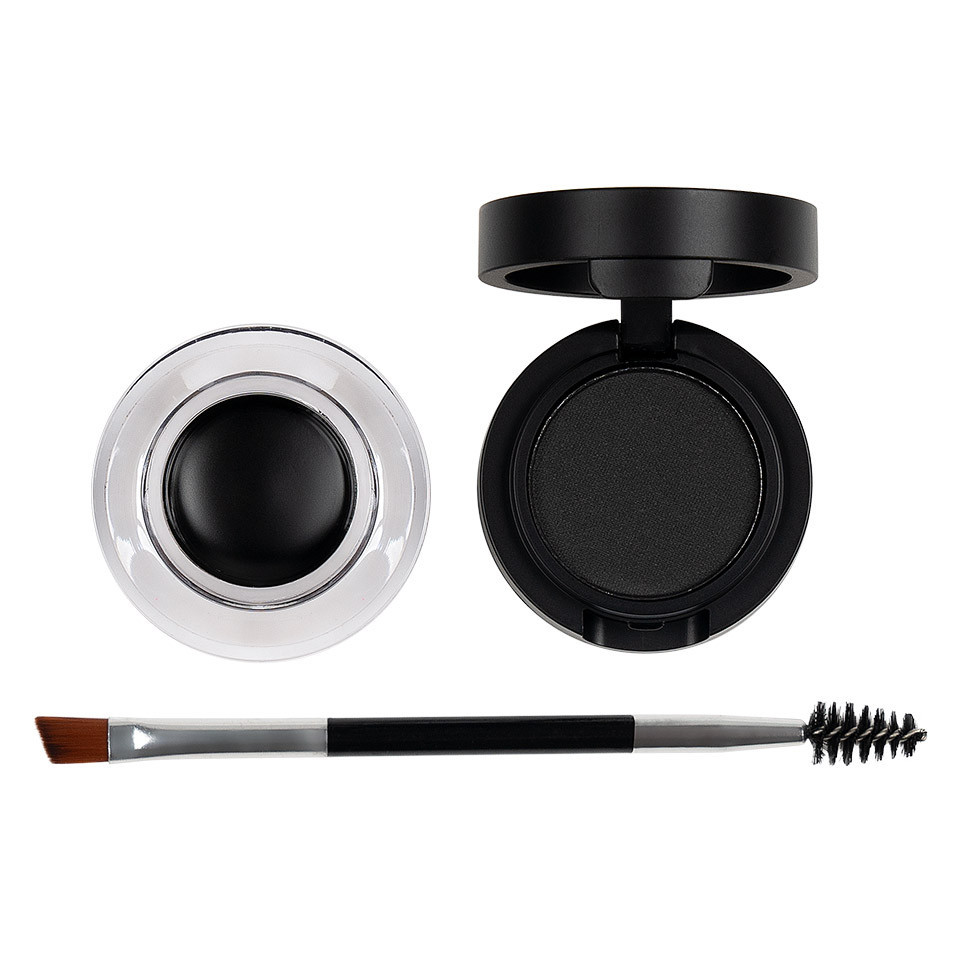 Set machiaj sprancene ushas, eyebrow powder gel, waterproof, 01 black