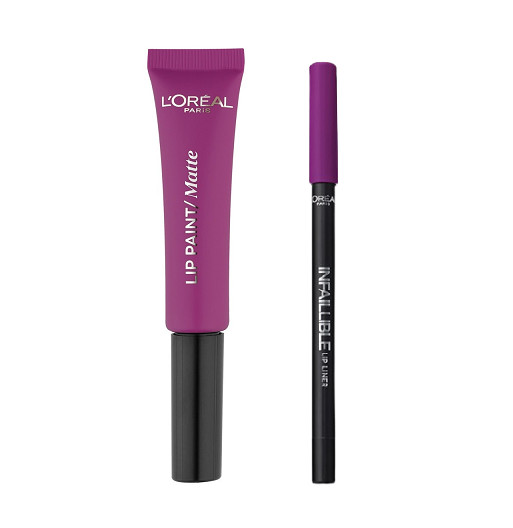 Ruj de buze + Creion contur L\'Oreal Lip Kit Paint 207 Wuthering Purple