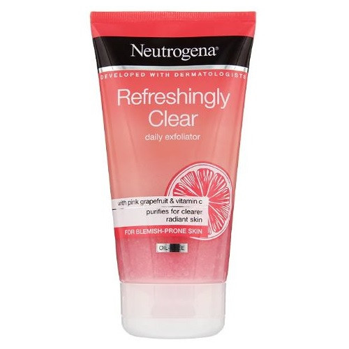 Scrub exfoliant pentru ten cu imperfectiuni, neutrogena, refreshingly clear pink grapefruit, 150 ml