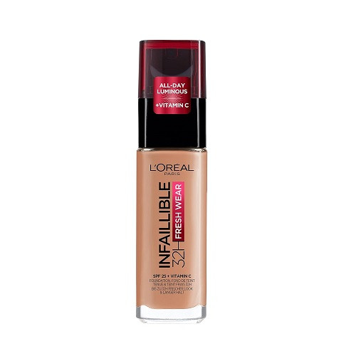 Fond de Ten Rezistent la Transfer, Loreal Paris, Infaillible 32H Fresh Wear, SPF 25, Vitamina C, 300 Amber, 30 ml