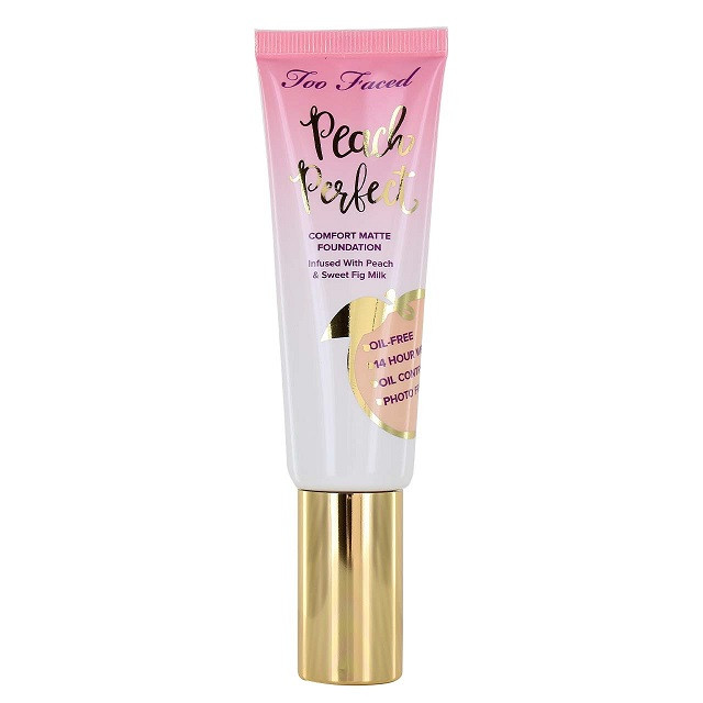 Fond de ten, too faced, peach perfect comfort matte, shortbread, 48 ml