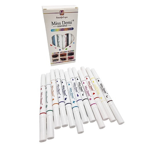 Set 12 tusuri de ochi colorate, Miss Demi, Eyeliner Waterproof Set 12 tusuri de ochi colorate, Miss Demi, Eyeliner Waterproof
