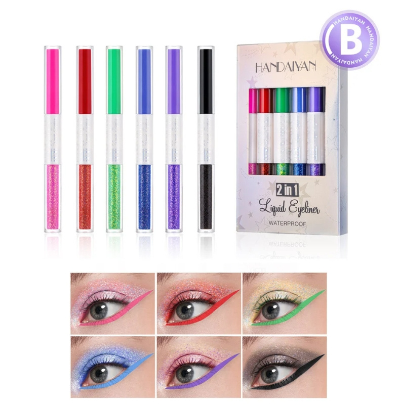 Set 6 Tusuri de ochi colorate, Handaiyan, Liquid Eyeliner, Waterproof, B